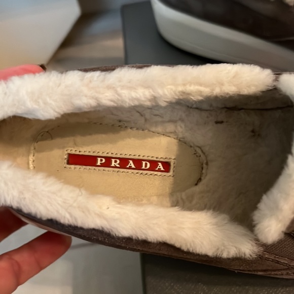Prada suede shearling slipon sneakers - Picture 2 of 9